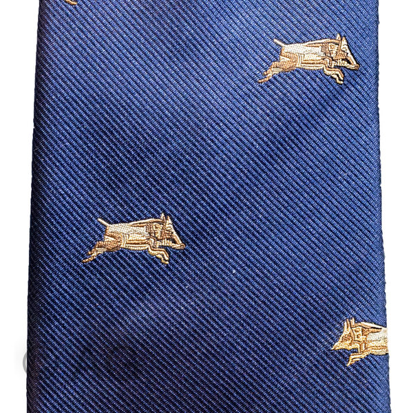 Ascot Seiden-Krawatte "Wildschwein" dunkelblau