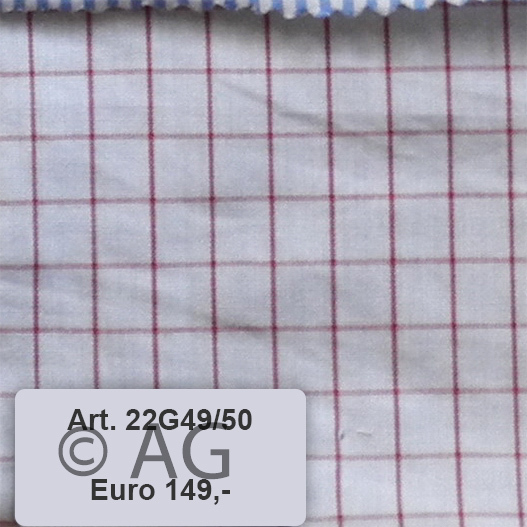 Herrenoberhemd - Maßanfertigung - Stoff: Popeline Gitterkaro, rot auf weiß (22G49/50)