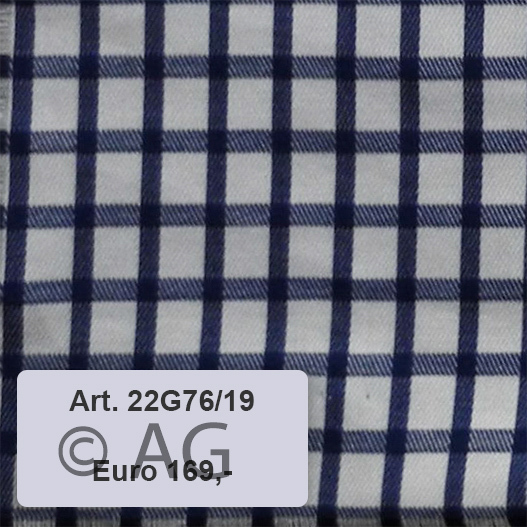 Herrenoberhemd - Maßanfertigung - Stoff: Twill Blockkaro, dunkelblau auf weiß (22G76/19)