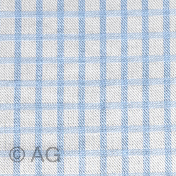 Herrenoberhemd - Maßanfertigung - Stoff: Twill Blockkaro, hellblau auf weiß (22G76/10)