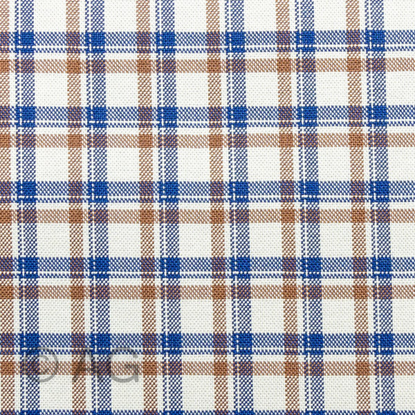 Herrenoberhemd - Maßanfertigung - Stoff: Karo mit Überkaro rustikal, blau, brau auf creme (22G05/22)
