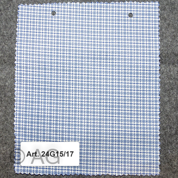 Herrenoberhemd - Maßanfertigung - Stoff: Twill Karo mit Überkaro, bau/hellblau auf weiß (24G15/17)